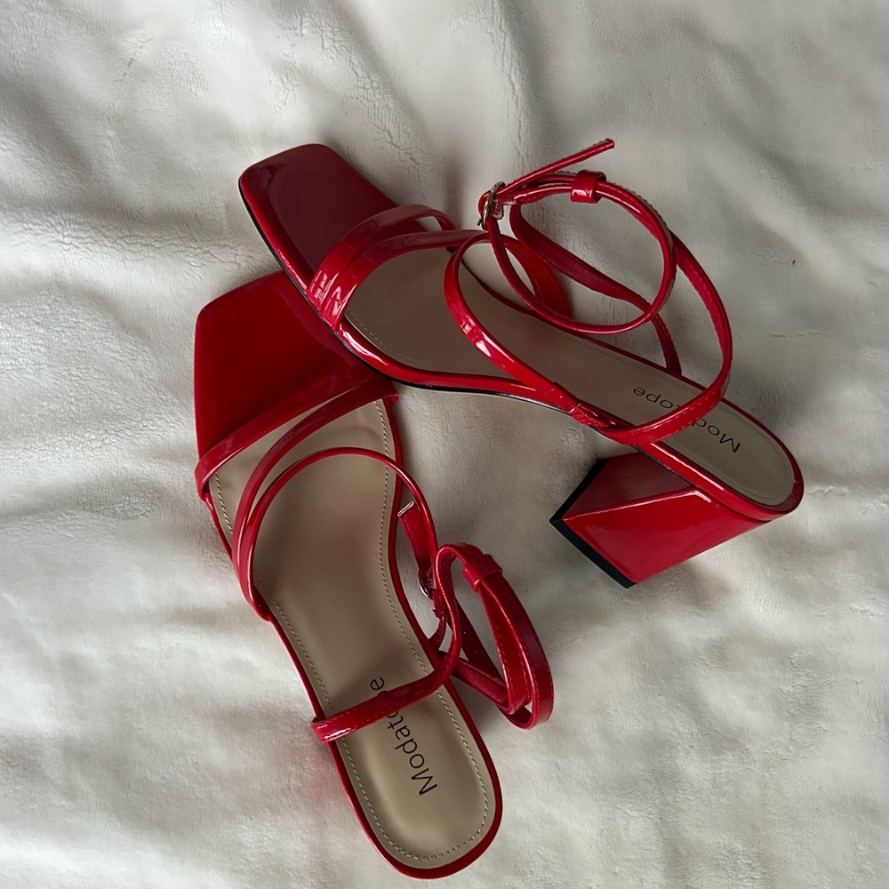 Modatope Red Block Heels